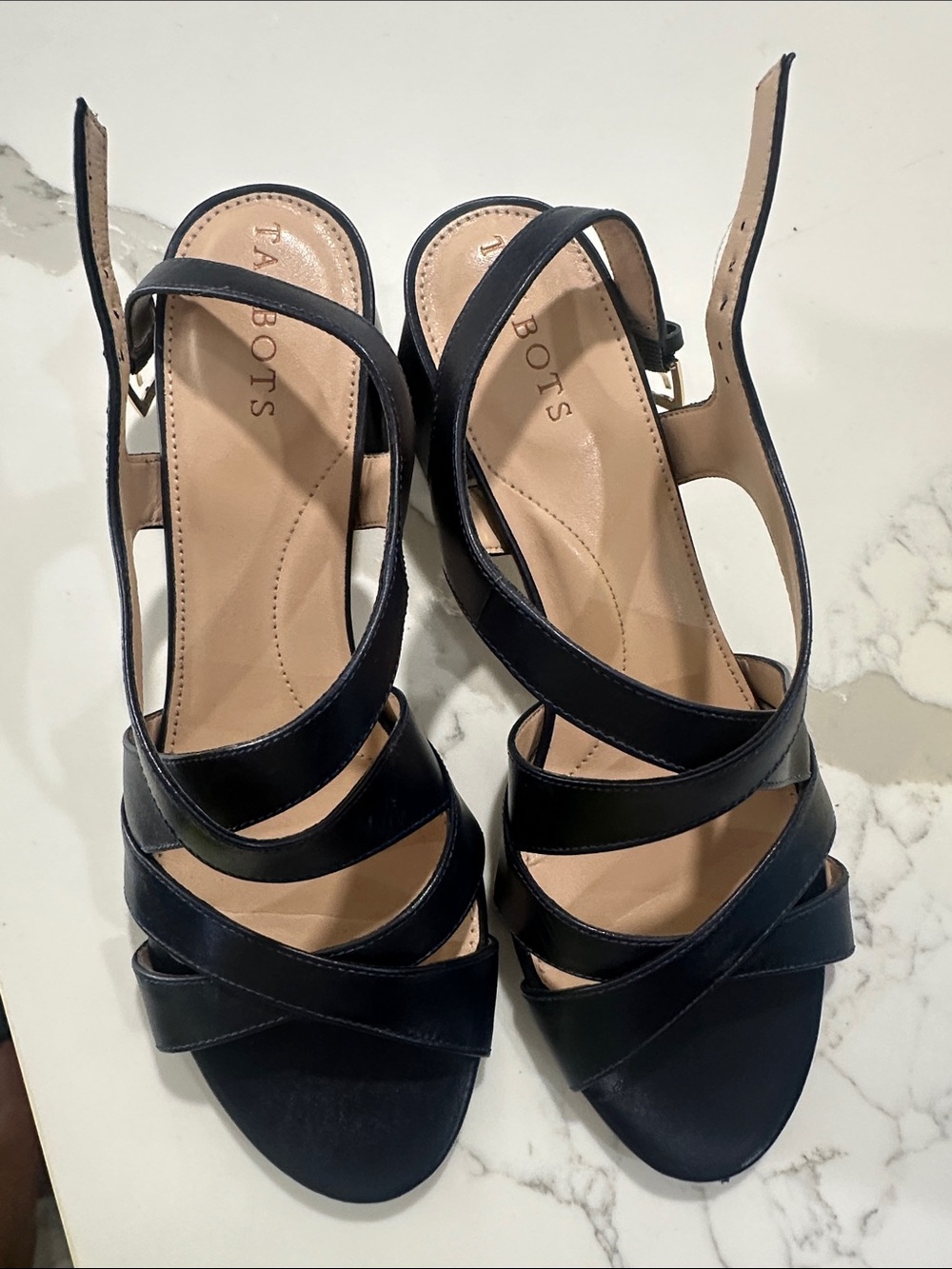 Talbots Black Strappy Slingback Heels